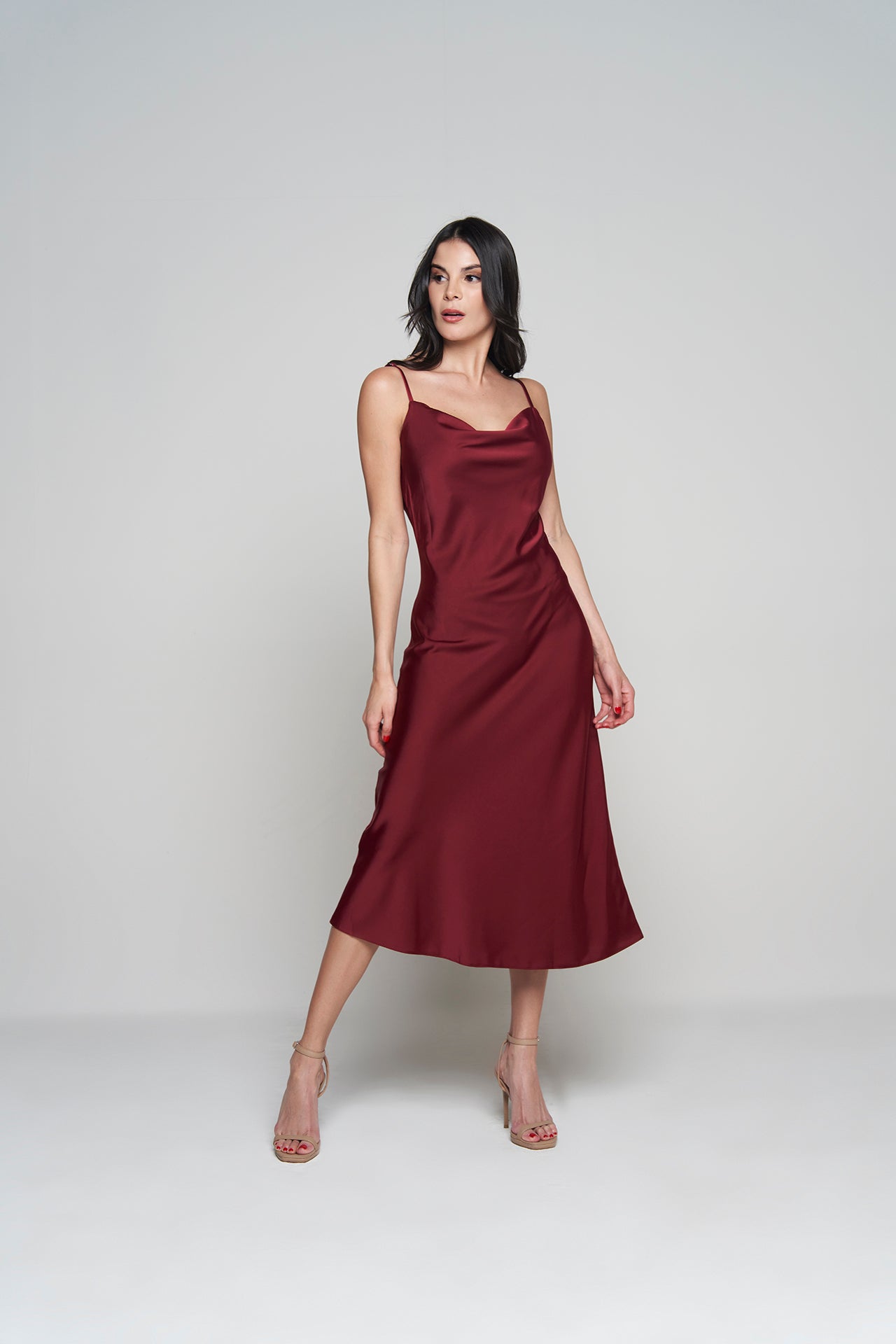 Vestido Vino De Seda